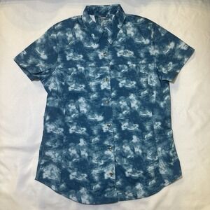 L.L. Bean‎ Tropicwear Swim Shirt Women's Vented Fishing Aqua Fish UPF 50+ XS